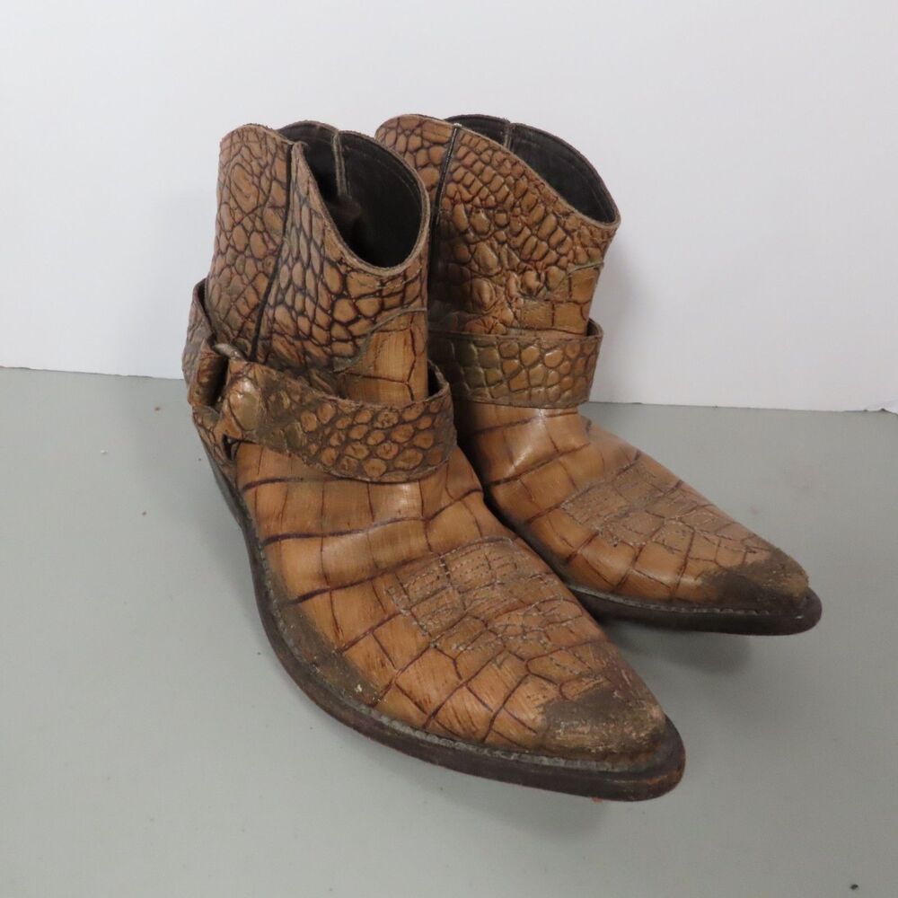 Golden Goose Deluxe Brand Womens Tan Crocodile Embossed Leather Boots 38